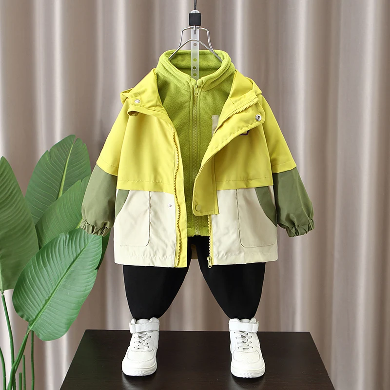 

Boys' Tee-in-One Spring Autumn Jaet Sli Children's Faionable Coat Youthful ular Stand Fit Breathable Cosit...