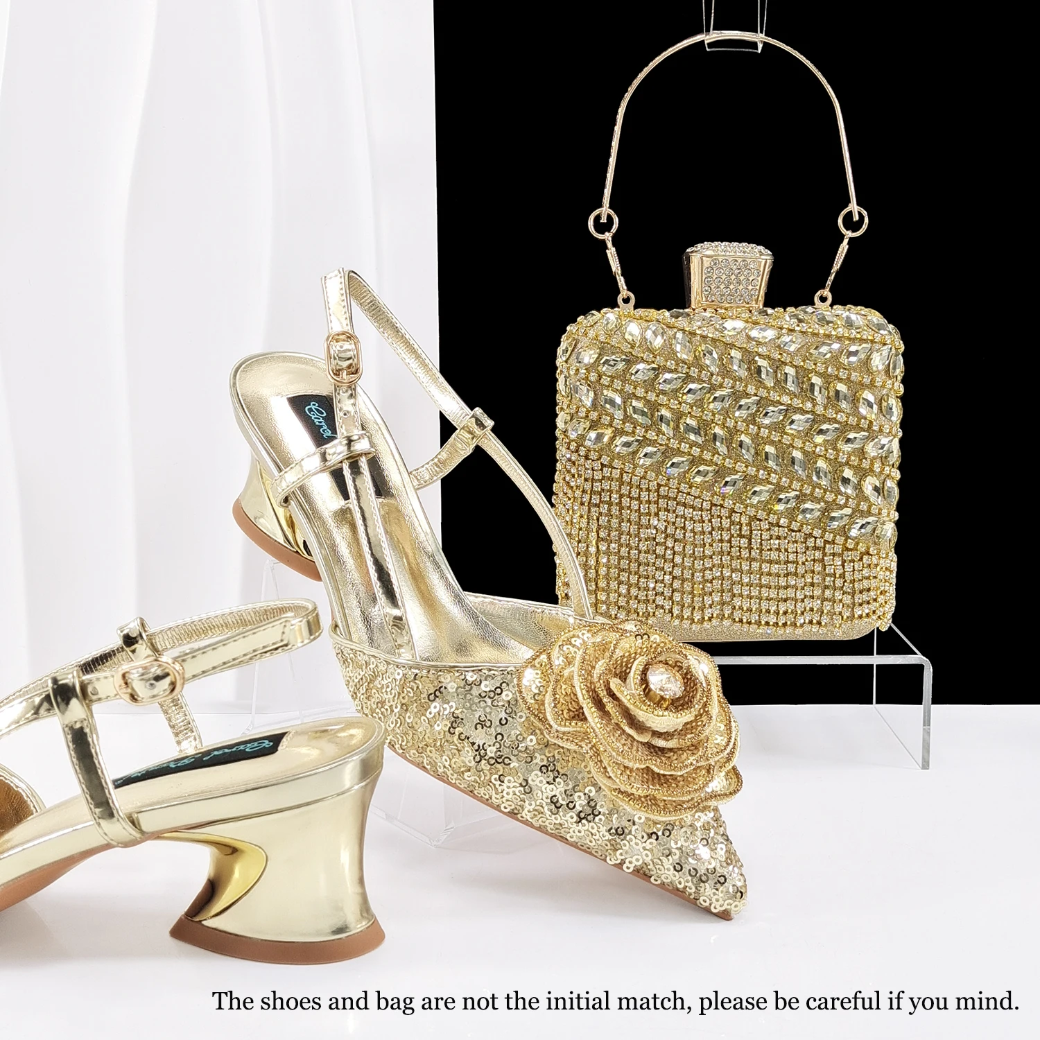 

Queena Yan нигерийский золотой цвет вечерние для женщин обувь и сумка смешанная упаковка сумка с блестками итальянский дизайн свадьба