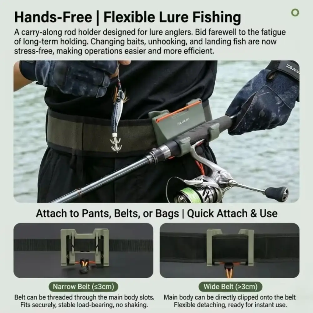 Portable Multi-functional Fishing Rod Holder Hands Free Lightweight Fishing Belt Adjustable Wearable Wading Belt Fishing Gear