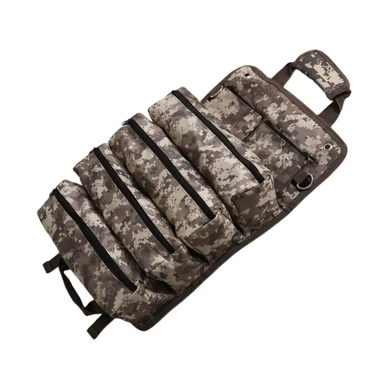 

ABHI-Tool Roll Organizer Tool Organizer Carrier Bag Multi Pocket Electrician Hanging Motorcycle Jungle Color