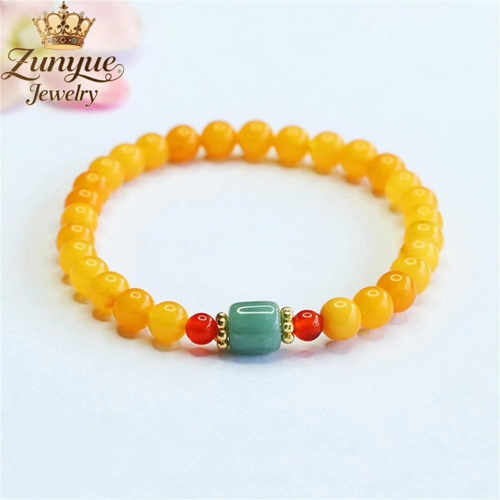 الدجاج الطبيعي الدهون الأصفر شمع العسل اليشم العقيق سوار فاخر جودة الأزياء الجميلة مجوهرات رائعة أنيقة شعبية سحر هدية #1