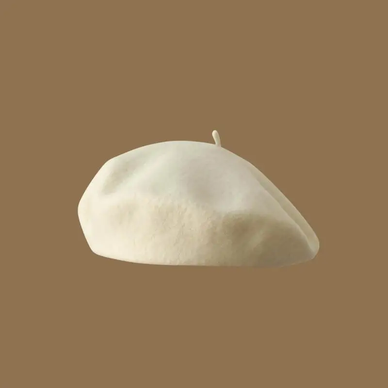 Wool Beret Hat Women French Berets Woman Painter Cap Girl Solid Color Female Beret Femme Retro Casual Beanie Mushroom Hat Bonnet