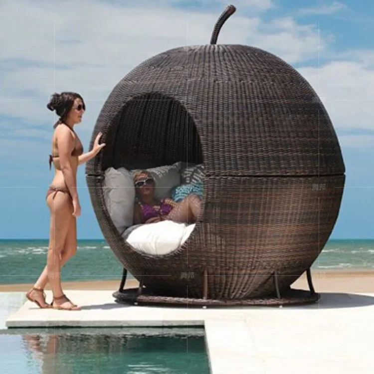 XZFN009 Outdoor Internet celebrity bed rattan creative apple bird cage sofa bed Nordic club hotel sea view room