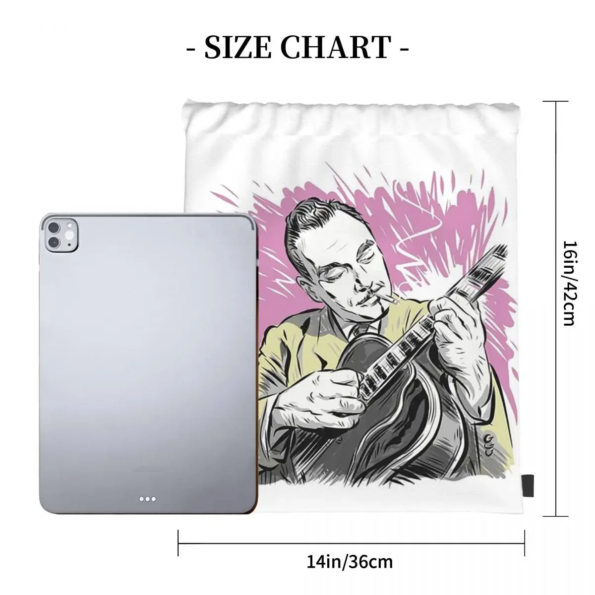 Django Reinhardt - An Illustration By Paul Cemmick Backpacks Drawstring Bags Drawstring Bundle Pocket Shoes Bag BookBag