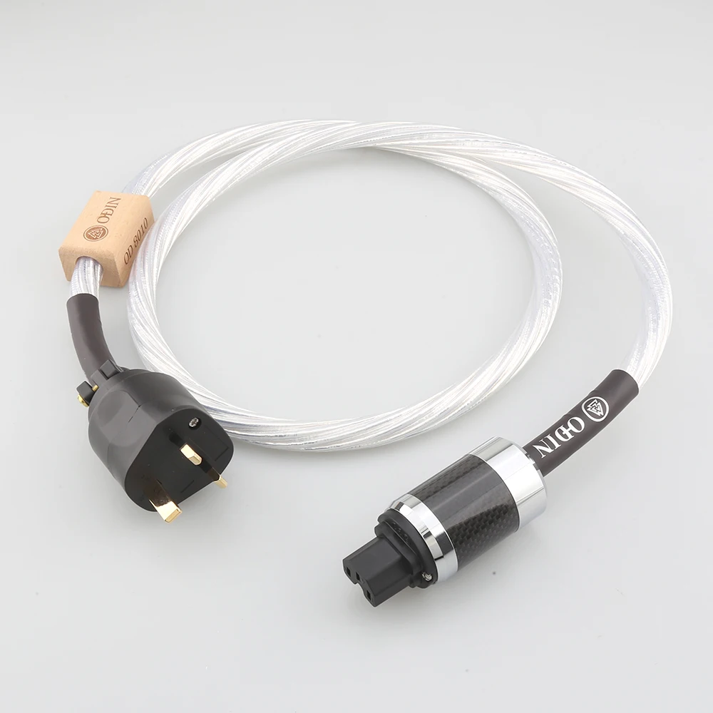 High Qualiry Nordost Odin silver plated conductor Power cable with gold plated Uk connector 15A IEC Female connector plug