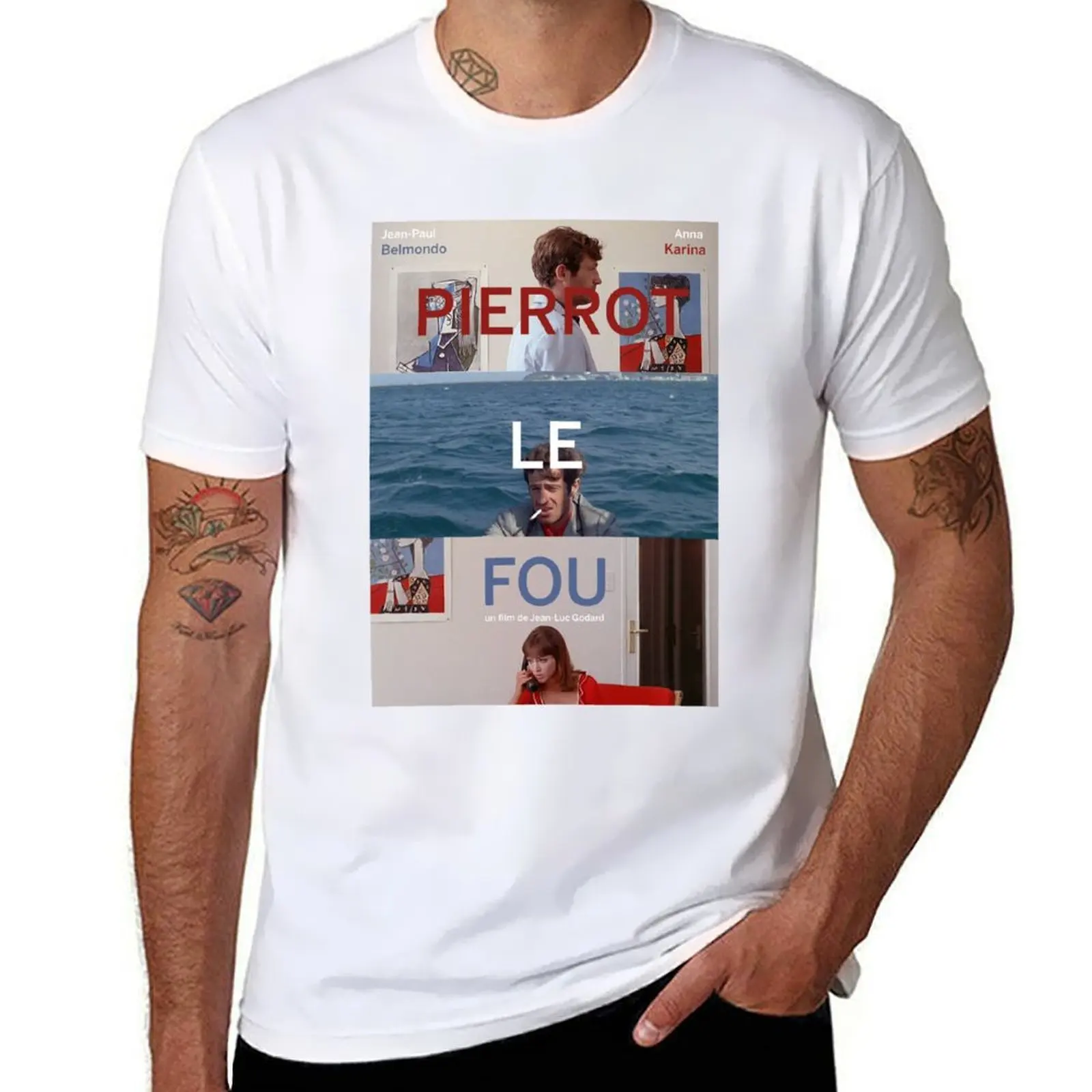 

Pierrot Le Fou Pierrot the Fool - 1960s French New Wave Film T-Shirt t shirts for man graphic funny man t shirt cotton T-Shirt