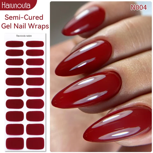 Imagen 2 del producto 20 puntas de gradiente francés semicurado Gel pegatina de uñas lámpara UV necesaria cobertura completa esmalte de uñas en Gel envolturas manicura prensa en uñas calcomanía