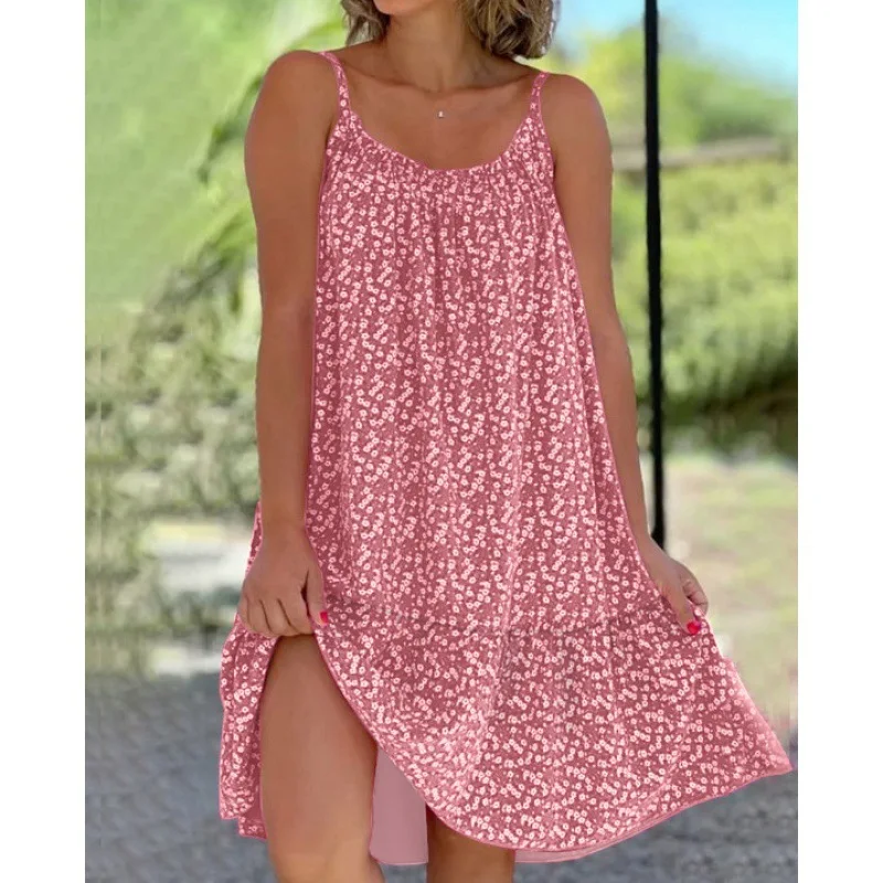 S-5XL2025 new Amazon independent station foreign trade pendulum floral suspender large size dress cw82300