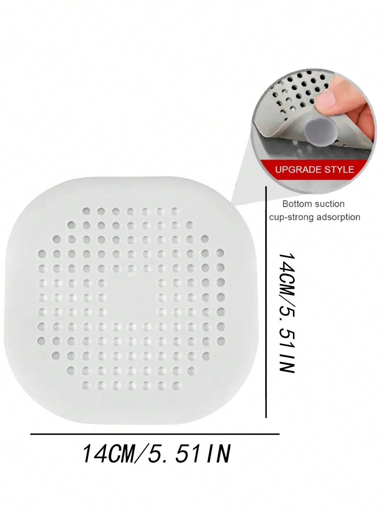 1 Drain Collector with Suction Cup, Durable Silicone Square Shower Drain Cover, Waterproof Groove Blockage