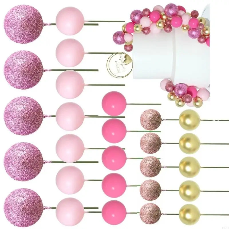 

F68D 50 Pack Cake Toppers Set Round Designs Holiday Cake Decors Party Supplies Birthday Cakes Decorations for Festival Cake