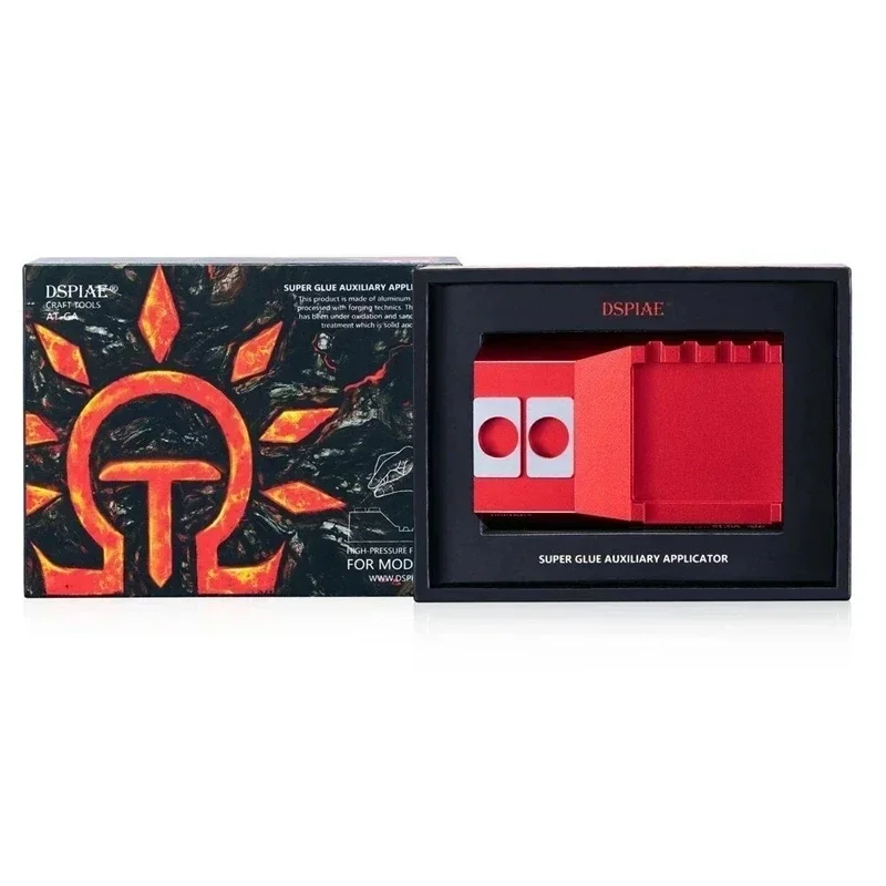 DSPIAE AT-GA Applicatore ausiliario super colla Set combinato supporto in lega di alluminio rosso con strumento per hobby modello stick di erogazione senza traccia
