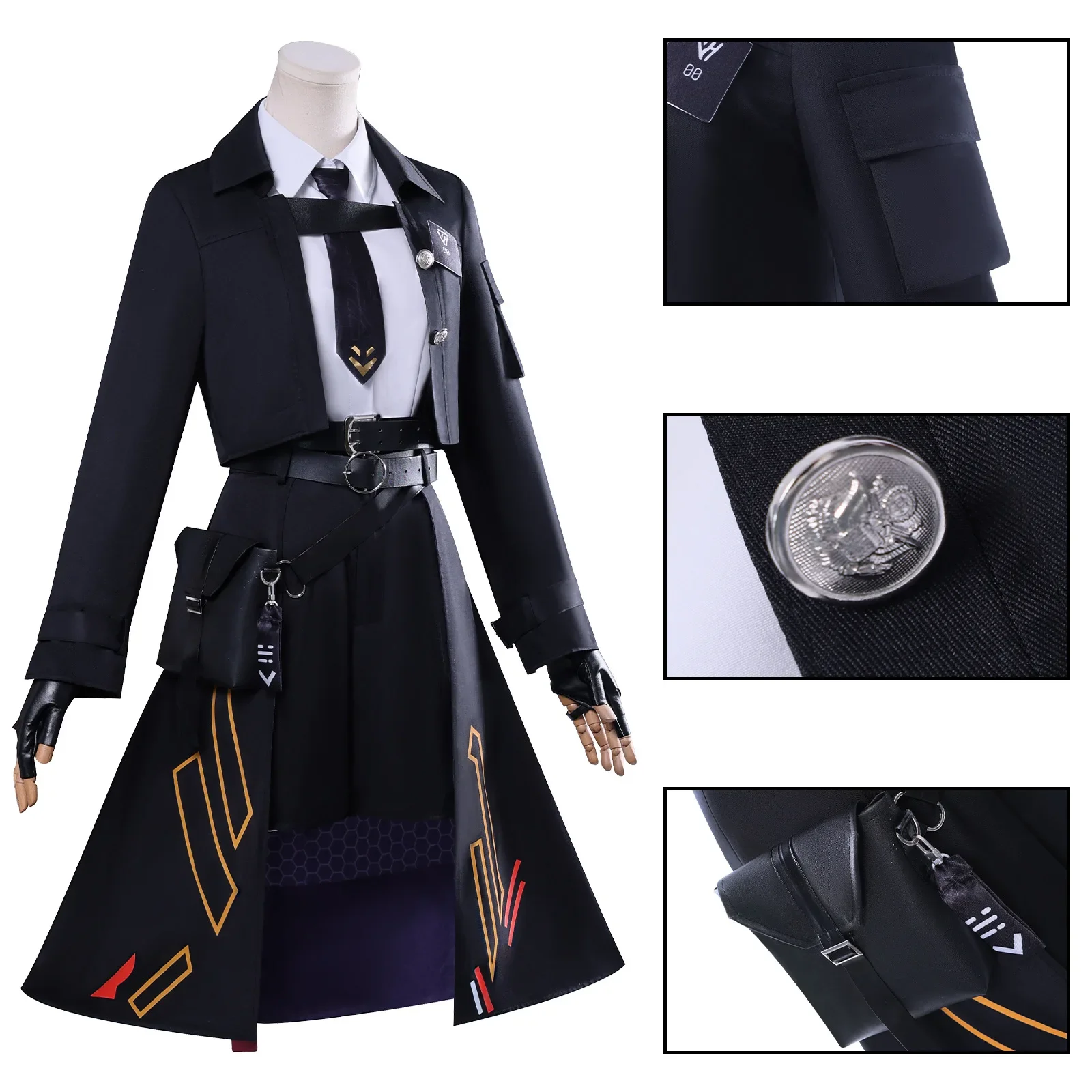 Disfraz de Cosplay de héroes para mujer, disfraz de Love And DeepSpace Nightbreaker, uniforme negro de sombra, traje de batalla con peluca para Halloween