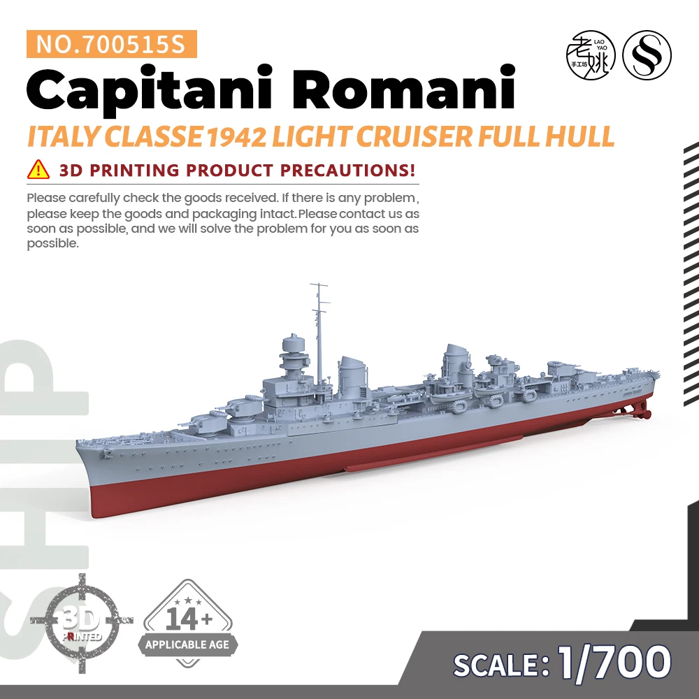 SSMODEL SSC515S 1/700 Military Model Kit Italy Capitani Romani Classe 1942 Light Cruiser Full Hull WWII WAR GAMES