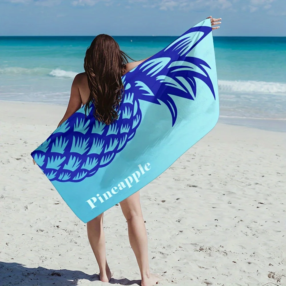 Pineapple Pattern Camping Towel, Soft Comfortable Microfiber Quick Dry for Beach Pool Sports Travel Summer Fun