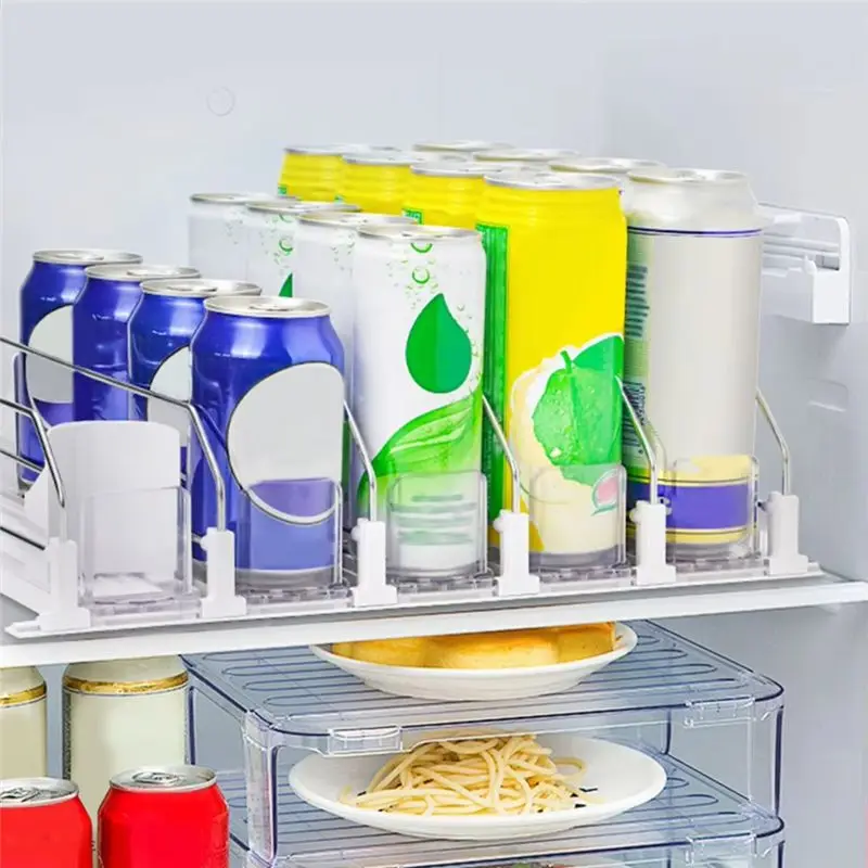 AA81-Drink Dispenser Automatic Pusher Glide Soda Can Dispenser Drink Holder For Refrigerator A