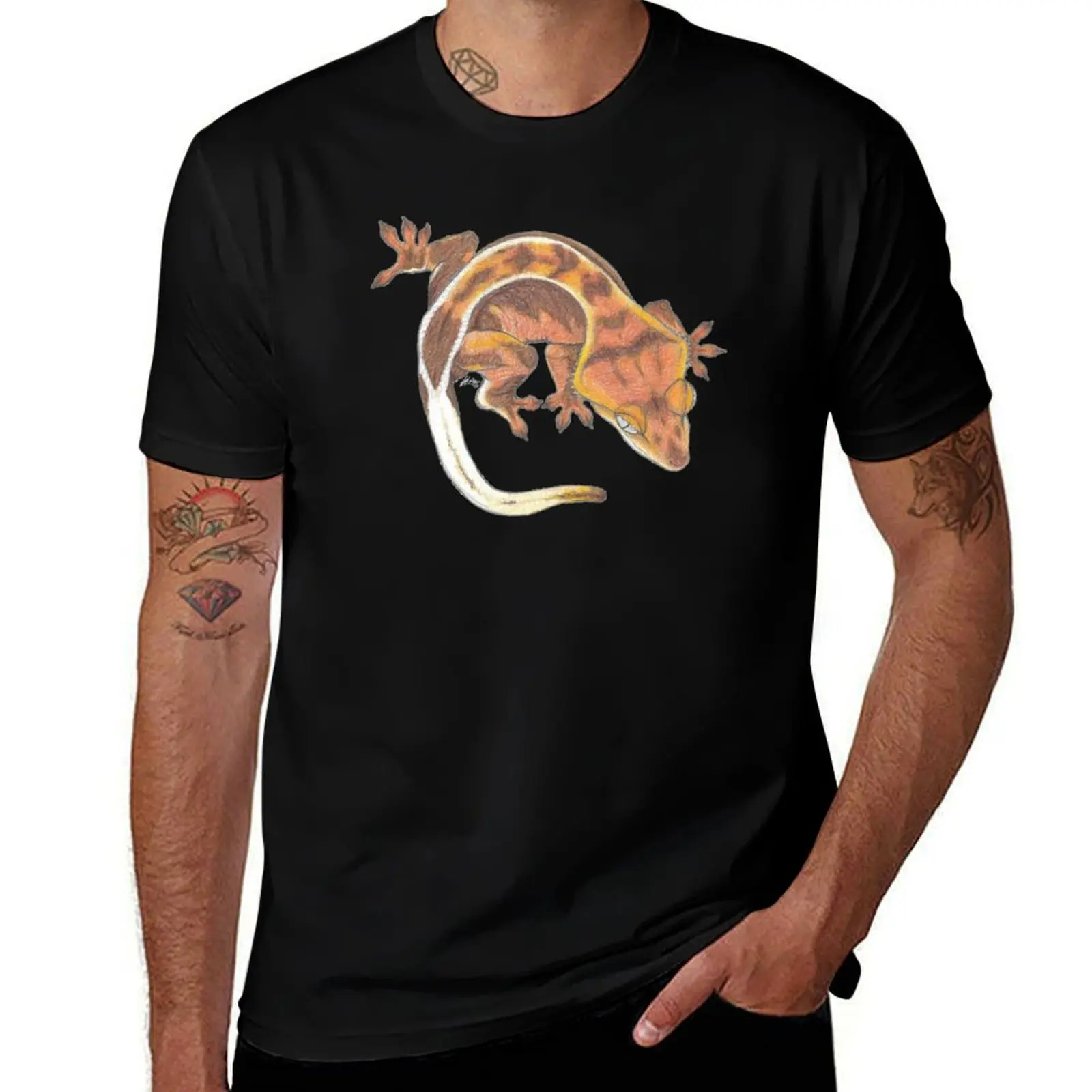 Red Crested Gecko T-Shirt Casual Fashion Short Sleeve Cotton T-Shirt