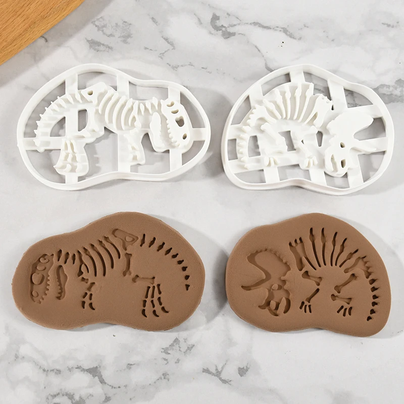 3D Dinosaur Cookie Cutters Mold Plastic Cartoon Pressable Biscuit Mold Candy Dessert Baking Embossing Mold Cake Bakeware Tools