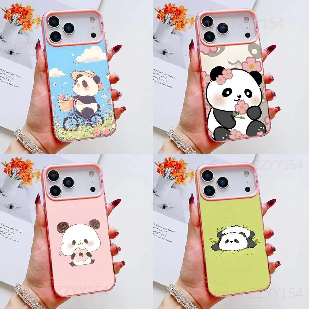 

Cute Panda Phone Case For iPhone 17,16,15,14,13,12,Pro,Max,Plus,E,SE4,Air,Mini Pink IMD Matte