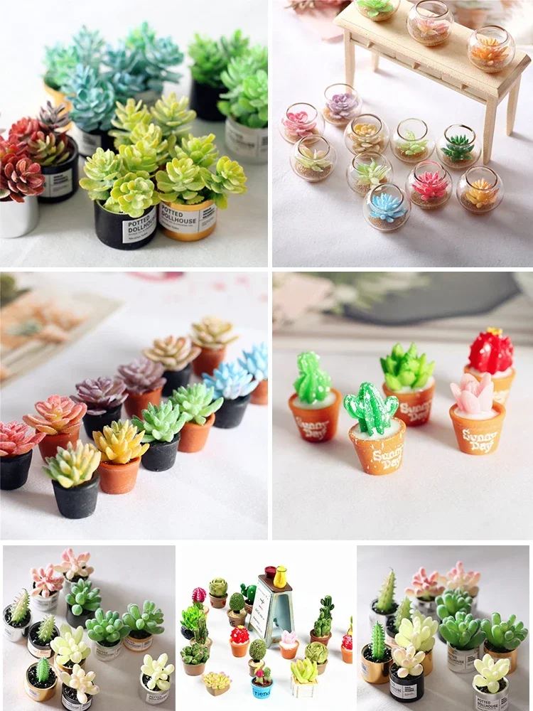 1:12 Dollhouse Miniature Mini Potted Plant Dollhouse  Fairy Garden Miniature Flower Plant Diy Dollhouse Accessories