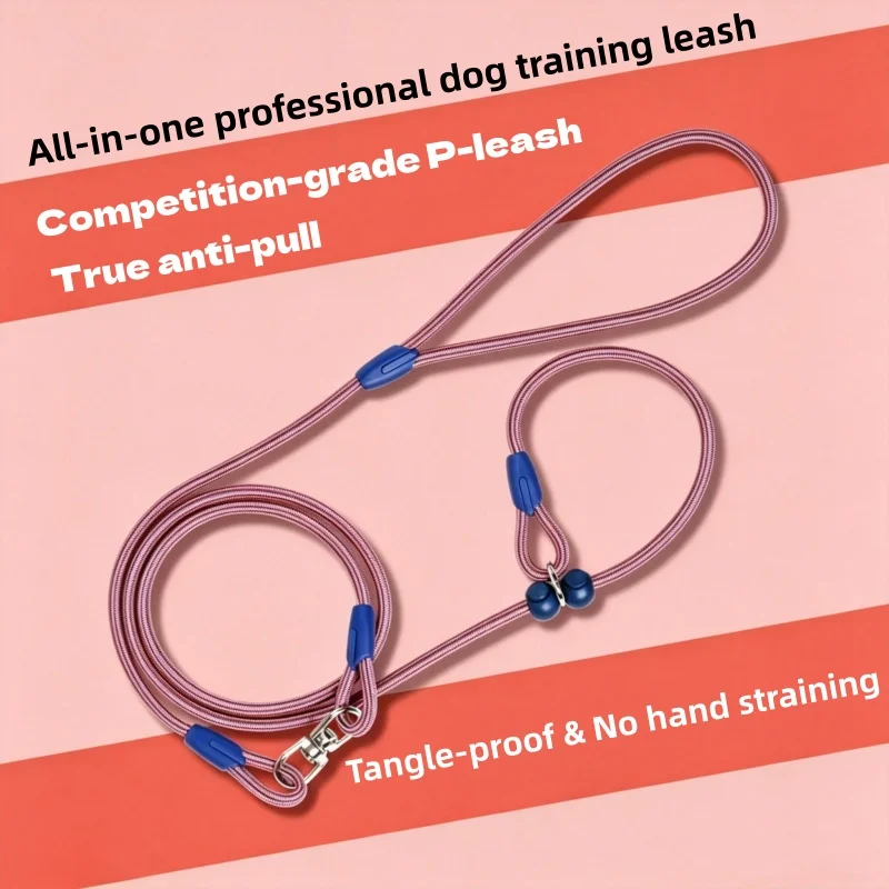 Dog P Chain Collar Leash 160CM Nylon Rope Anti Tangle No Pull Adjustable Training Walking Leash For Small Medium Dogs Outdoor