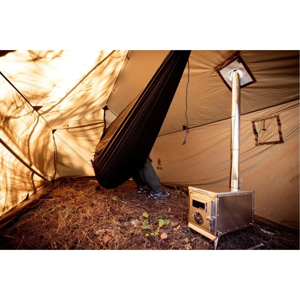 TIGER ROAR Tent Stove, Portable Wood Burning Stove for Winter Camping Hunting and Outdoor Cooking, Pipes Included.