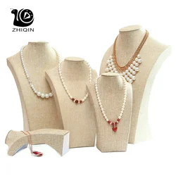 Linen Fabric Flannel Portrait Necklace Display Pendant Display Organizer Jewelry Display Storage Rack Bracket Window Display