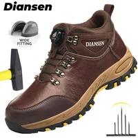 Zapatos de seguridad con botón giratorio para hombre, zapatillas de trabajo con punta de acero, zapatos indestructibles, botas de trabajo a prueba de pinchazos, calzado para hombre