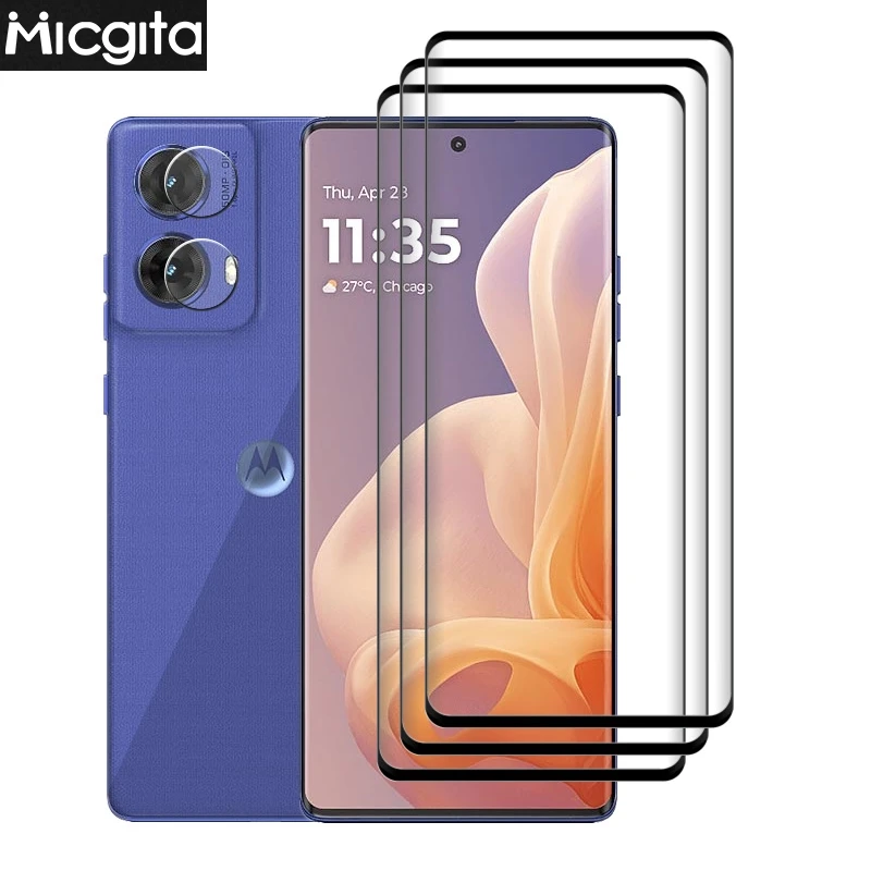 

Изогнутое стекло 9D для Motorola G85, защита экрана от царапин, мягкая волоконная пленка для объектива Moto G85