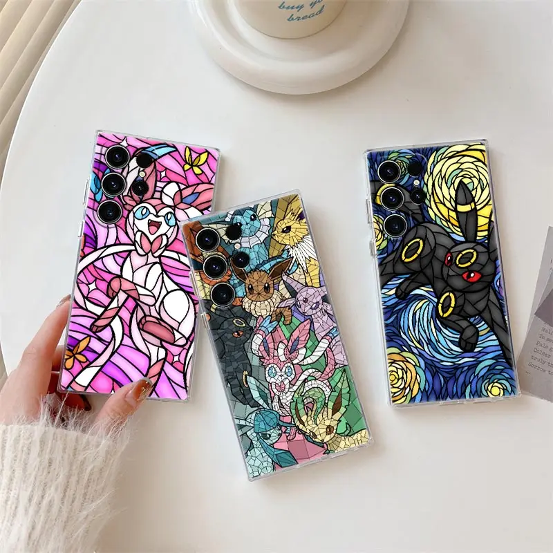 

Pokemons Eevee Umbreon Sylveon S25Ultra Case For Samsung Galaxy S25 S24 S23 Ultra S20 S21 FE S22 Plus A56 A55 A36 5G Phone Cover