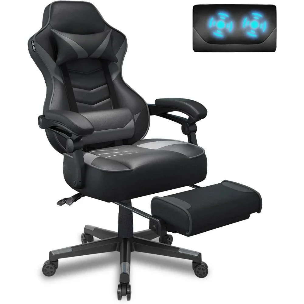 Office Chair PU Leather Gaming Chairs with Massager Computer High Back Reclining Ergonomic Computer Chairs with Lumbar Support