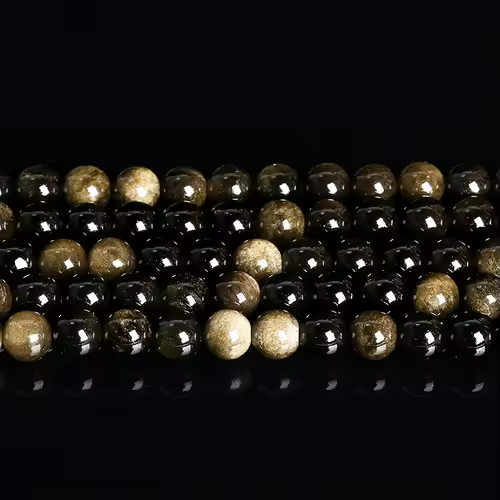 Natural Stone Golden Obsidian Bead Irisation Round Loose Spacer 4 6 8 10 12mm For Jewelry Making Diy Bracelet Necklace Accessory - Image 3