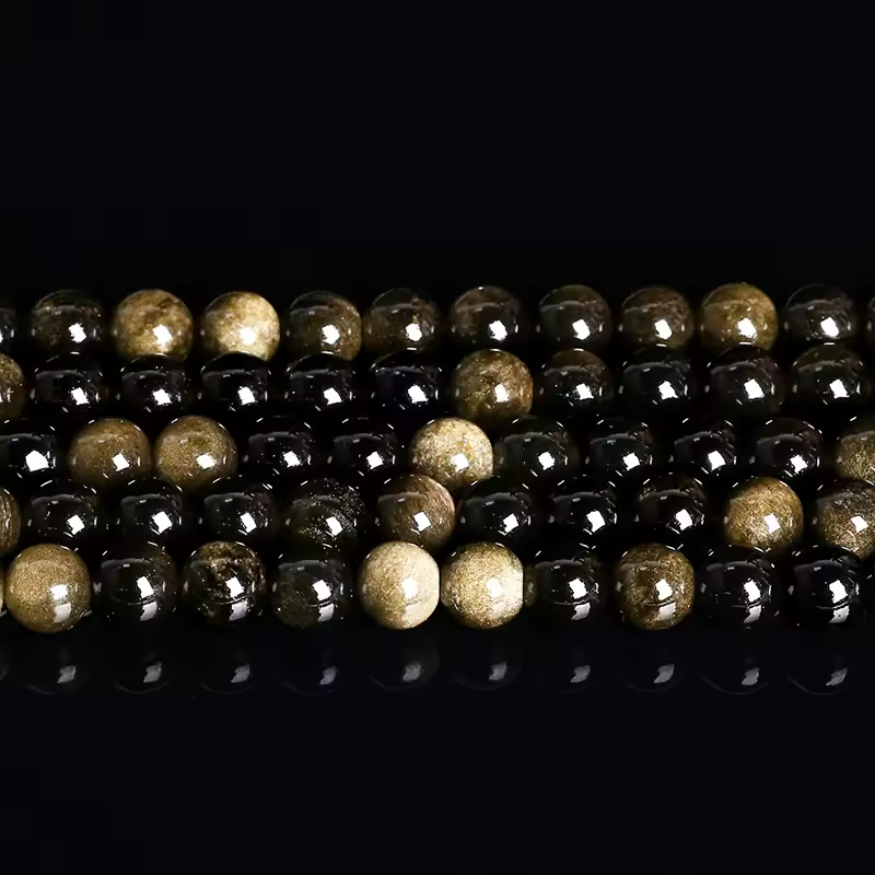 Natural Stone Golden Obsidian Bead Irisation Round Loose Spacer 4 6 8 10 12mm For Jewelry Making Diy Bracelet Necklace Accessory - Image 3