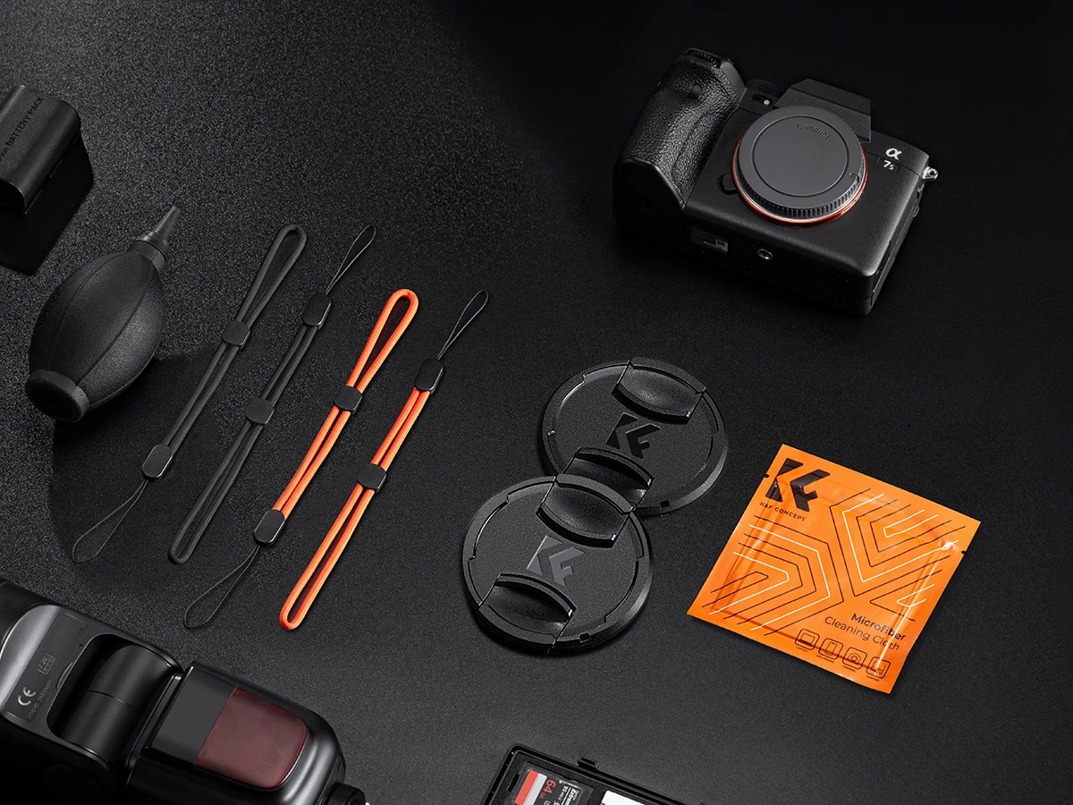 K&F CONCEPT Snap-On Center Pinch Lensdop 7-in-1 met Anti-Verlies Bevestigingsband, compatibel met Nikon, Canon, Sony en Fuji camera lenzen