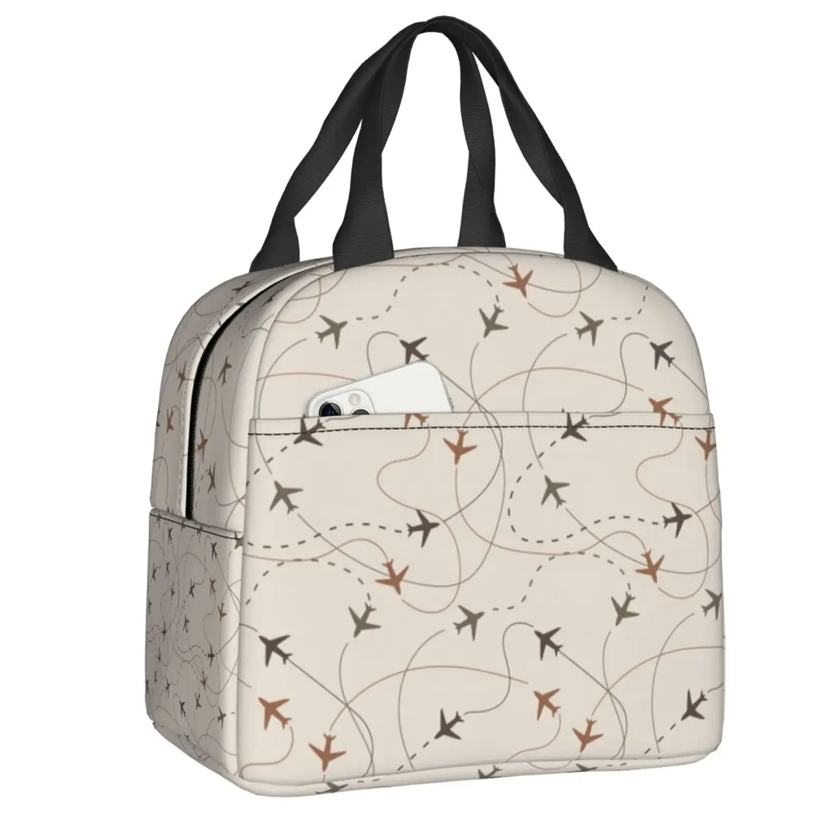 Custom Pilot Aircraft Night Flight Routes Insulated Lunch Bags Air Traffic Controllers Portable Cooler Thermal Food Lunch Box