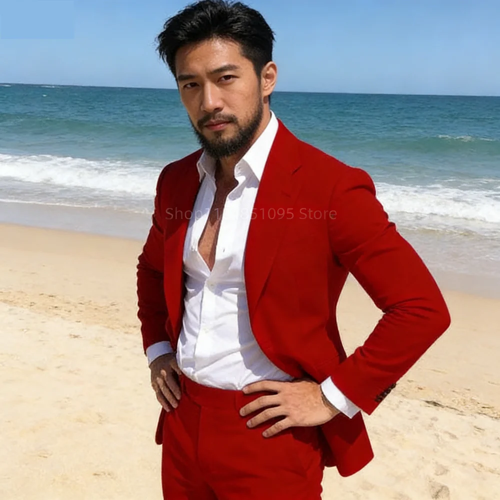 

Classic Slim Fit Men's Business Suit Notch Lapel 2-Piece Blazer And Pants Set for Wedding Prom Groomsmen Elegant Formal Wear