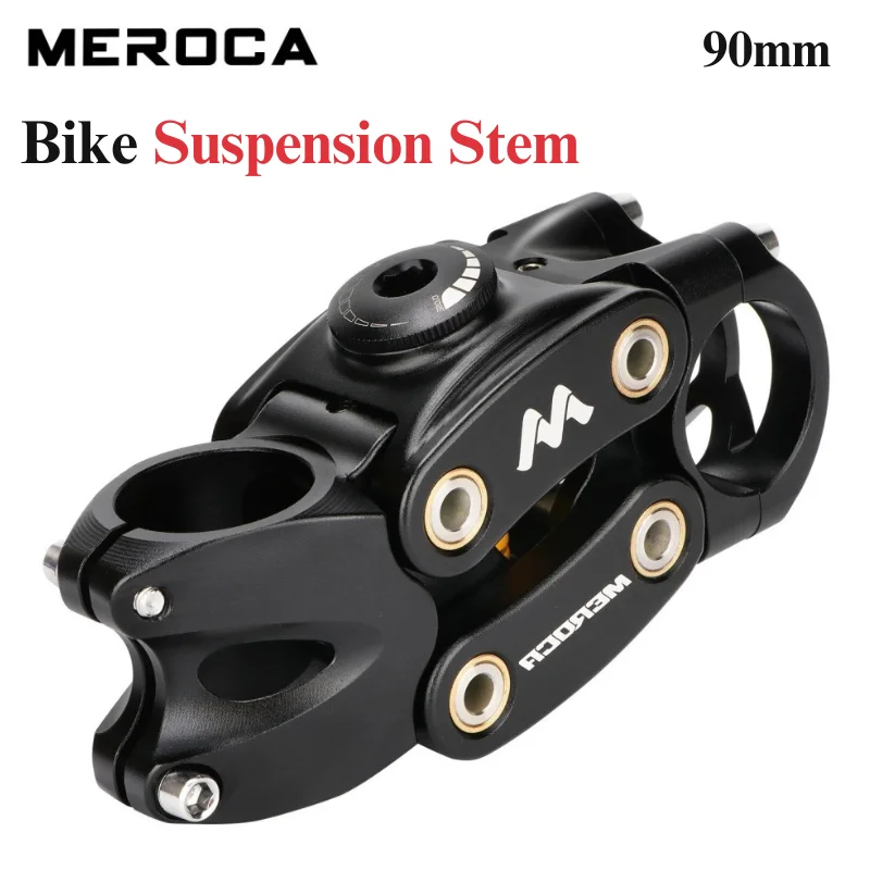 MEROCA MTB Mountain Bike Suspension Stem 90mm Off-Road Touring Cycling Grave Road Bicycle Shock Absorbing Riser Four Links