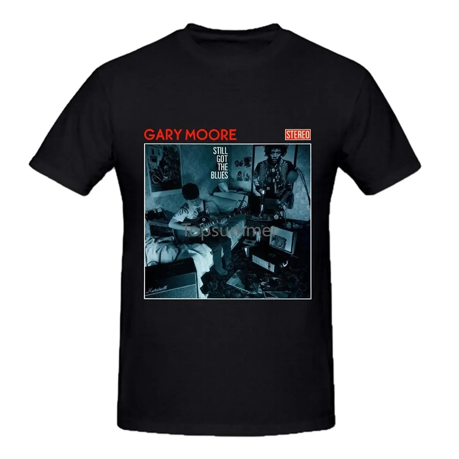 Camiseta Gola Tripulante Manga Curta Casual Gary Moore Still Got The Blues Men's Manga Curta