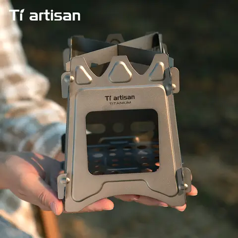 Tiartisan Titanium Outdoor Foldable Wood Stove Hiking Picnic Ultralight Portable Fire Burner Stove Multi-purpose Camping gear
