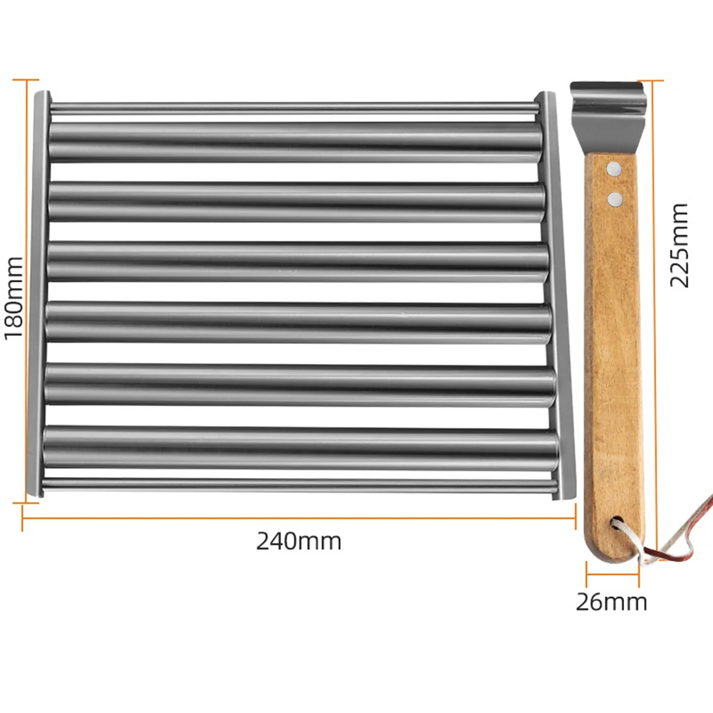 Removable Stainless Steel Sausage Rack BBQ Hot Dog Roller Grilling Tools Cooking Gift Sausage Roller Grill Rack Household Parts