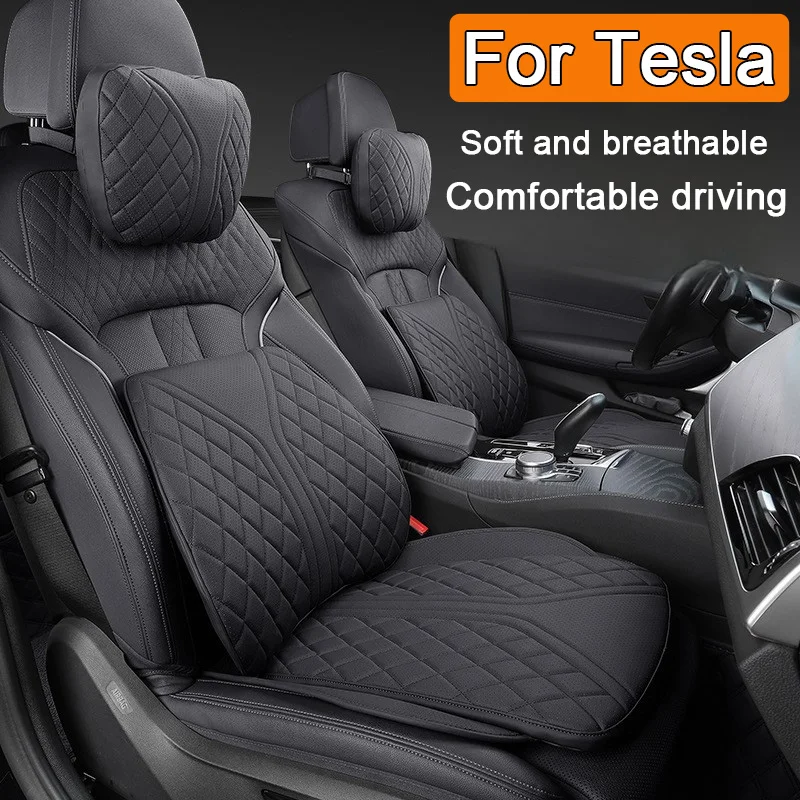 

New Universal Car Seat Cover Soft Leather Cushion Pad Support Neck Pillow For Tesla Model 3 Model Y Model X Car Accessories