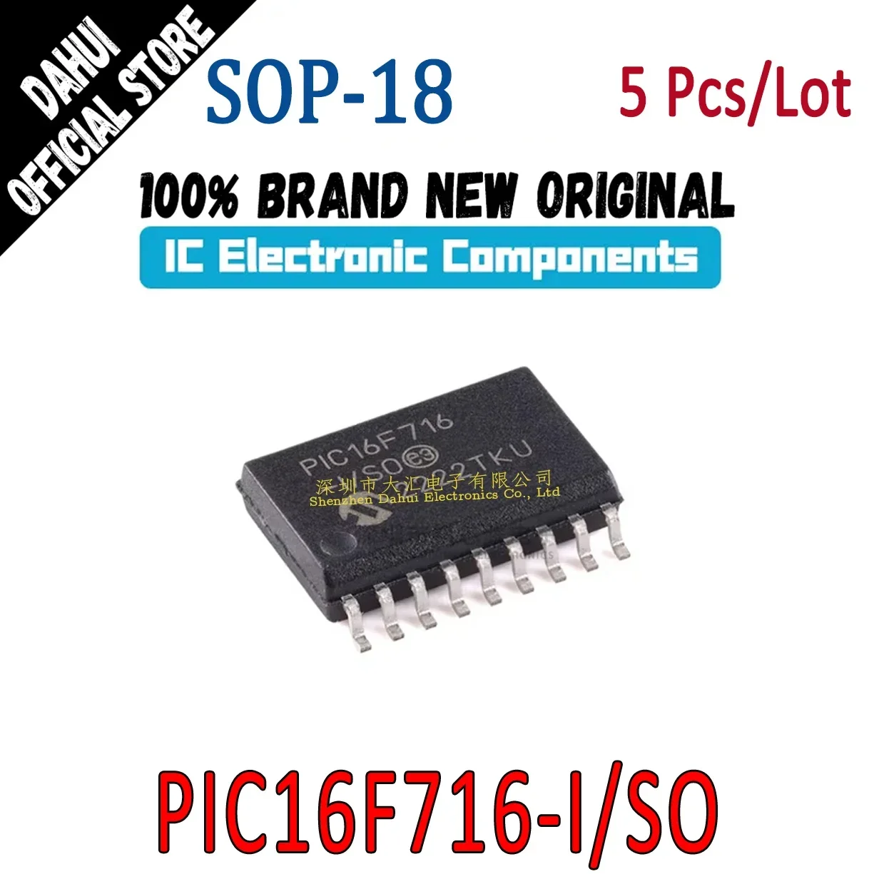 

5Pcs PIC16F716-I/SO PIC16F716 SOP18 Microcontroller chip IC Brand New Original In Stock