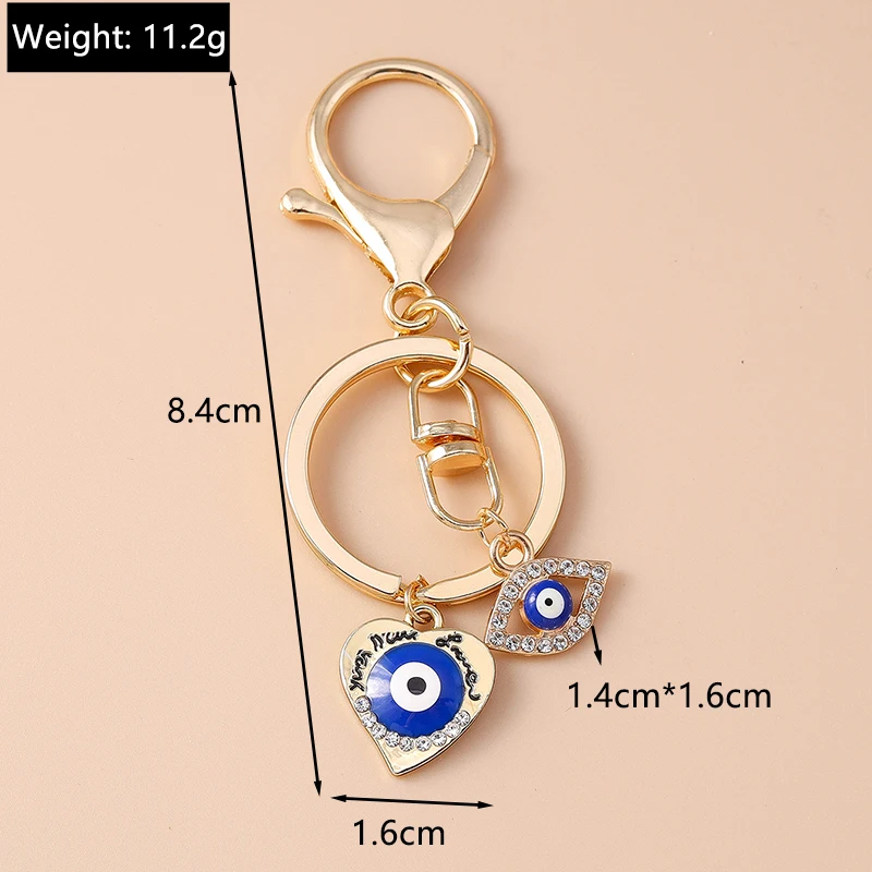 Retro Legierung Türkische Glück Böse Augen Schlüsselbund Hamsa Hand Schlüssel Ring Anhänger für Frauen Mädchen Handtasche Dekor DIY Schmuck Geschenke – Detail 4