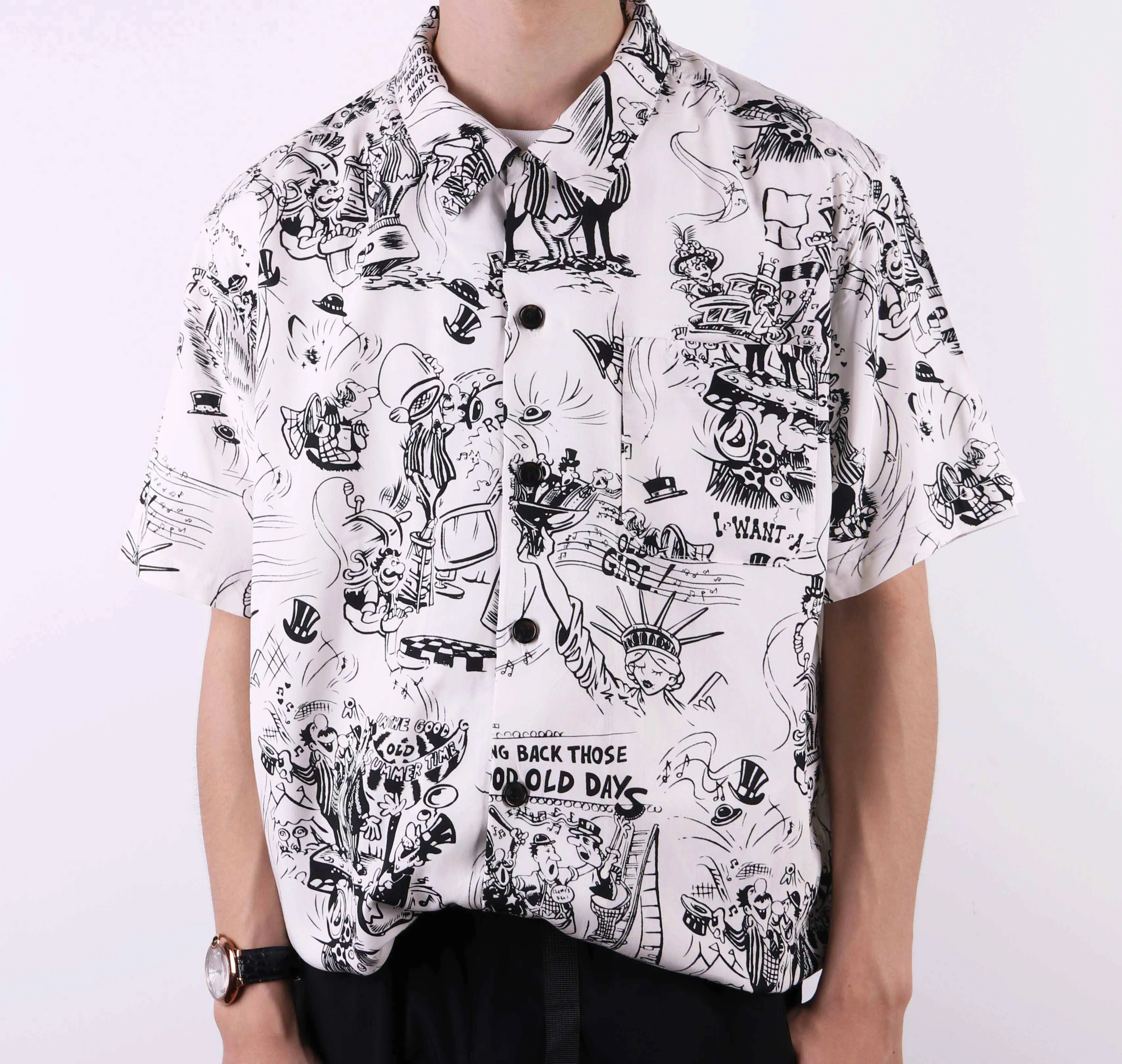 Graffiti short sleeve cotton weirdo cuban collar shirt