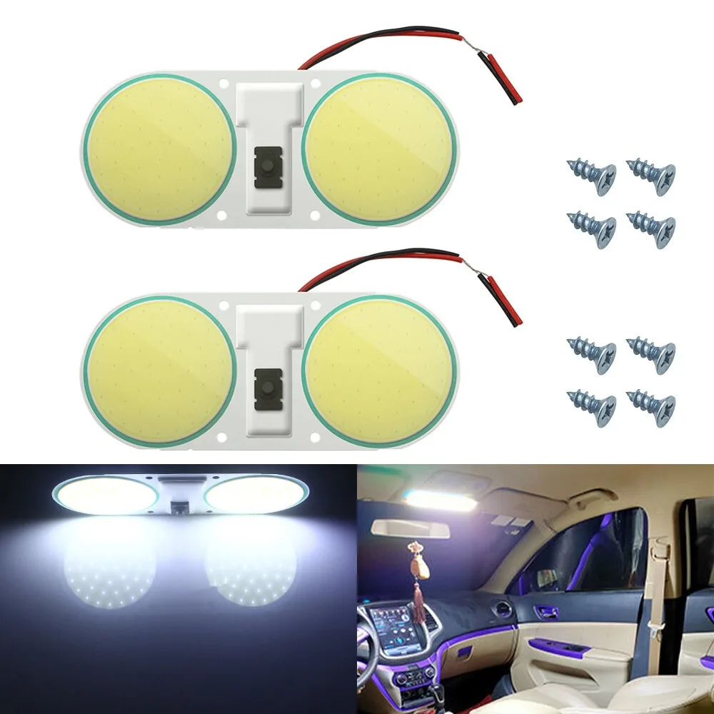 

2 шт. светодиодных COB-светильников для внутреннего освещения, потолочные лампы для автодомов, грузовиков и фургонов с выключателем