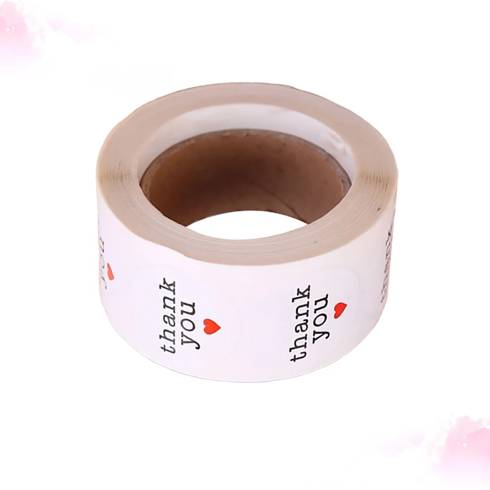 

500Pcs Round Thank You Stickers Red Heart Design Premium Paper Labels for Bakery Gift Bags Candy Shop Packaging