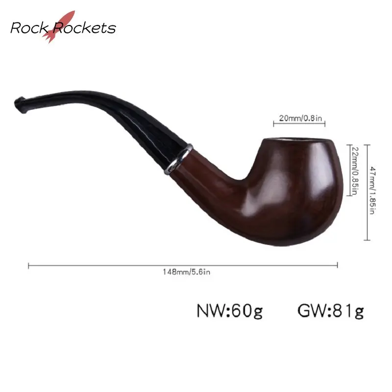 R&R Ebony Resin Removable Smoking Pipe with Metal Herb Bowl Wood Grain Filter Tobacco Pipe Smoking Accessories Men Gadgets