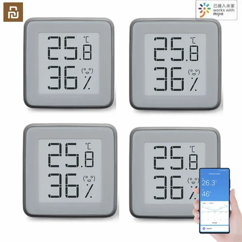 MMC Bluetooth-compatible Thermometer Hygrometer E-Ink Screen BT2.0 Smart Temperature Humidity Sensor Works for Mi Home App