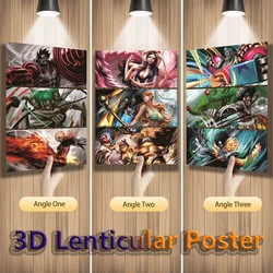 Anime One Piece 3D Lenticular Poster Straw Hat Pirate Flip Gradient Print Gifts Room Decor Wall Art(Without Frame)