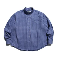 Men's Japan Harajuku Streetwear Cityboy Outdoor Fashion Loose Casual Long Sleeve Plaid Cargo Shirts Man Oversize Shirts