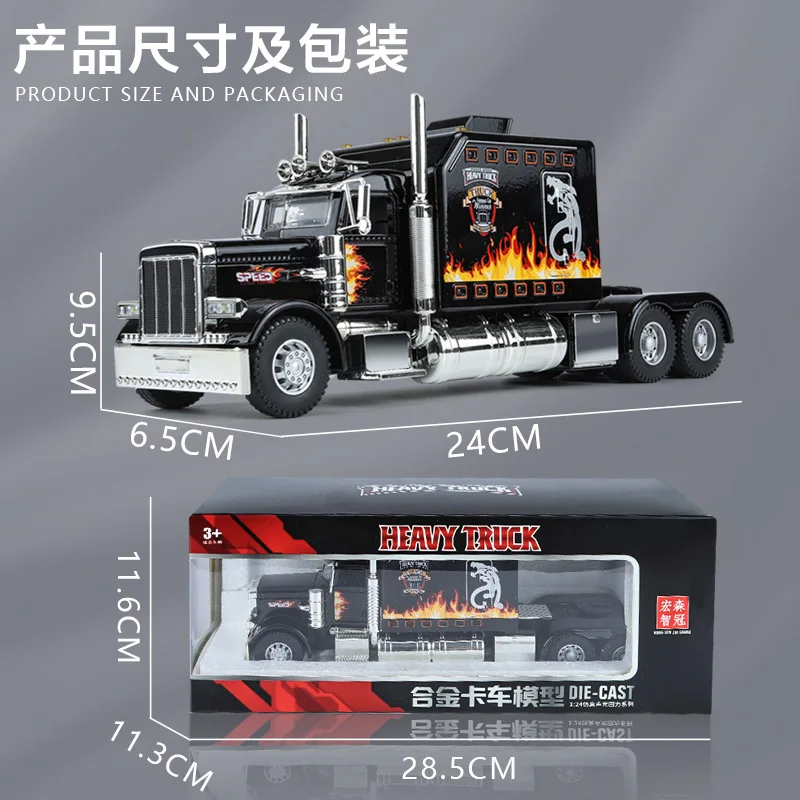 Tracteur Peterbilt 389, échelle 1:24, remorque, jouet, camion, véhicule pour enfants, conception Lonestar, son et lumière rétractable, cadeaux pour enfants